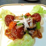 冷凍肉団子タレ付きで❢野菜たっぷり黒酢酢豚風肉団子